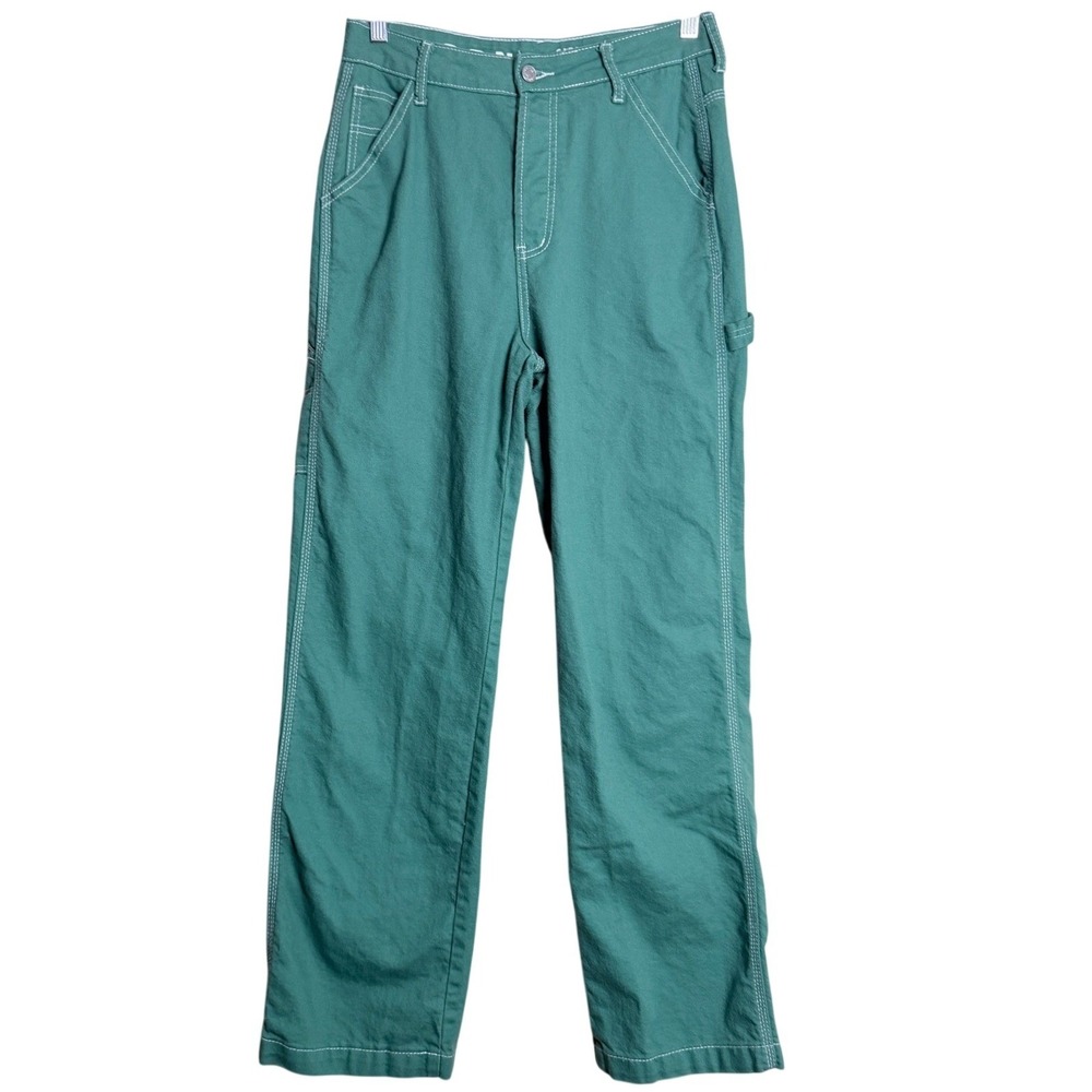 S.O.N.G. Carpenter 90s Boyfriend Pants 7/28 Green Contrast Stitch Utility Skater